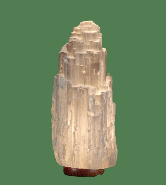 Selenite Lamp Medium White 11"